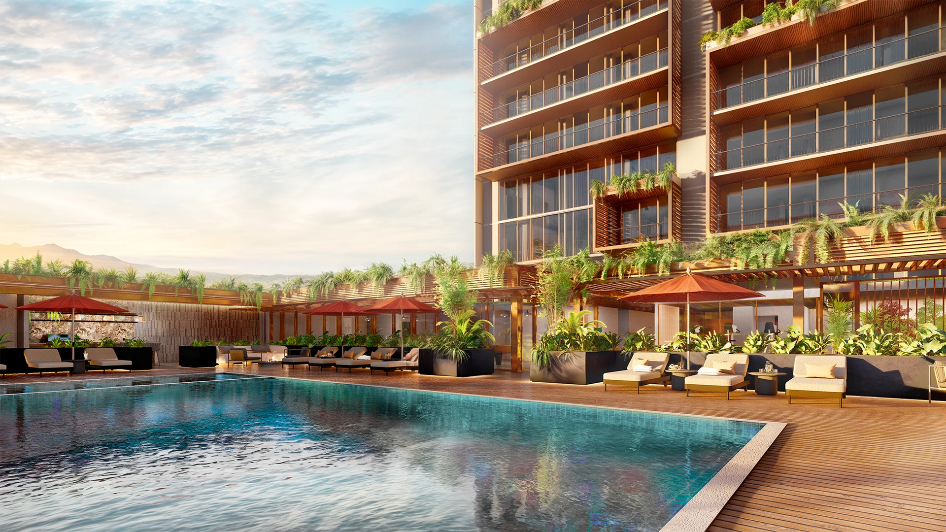 Piscina infinity de Arela con vista
hacia la ciudad