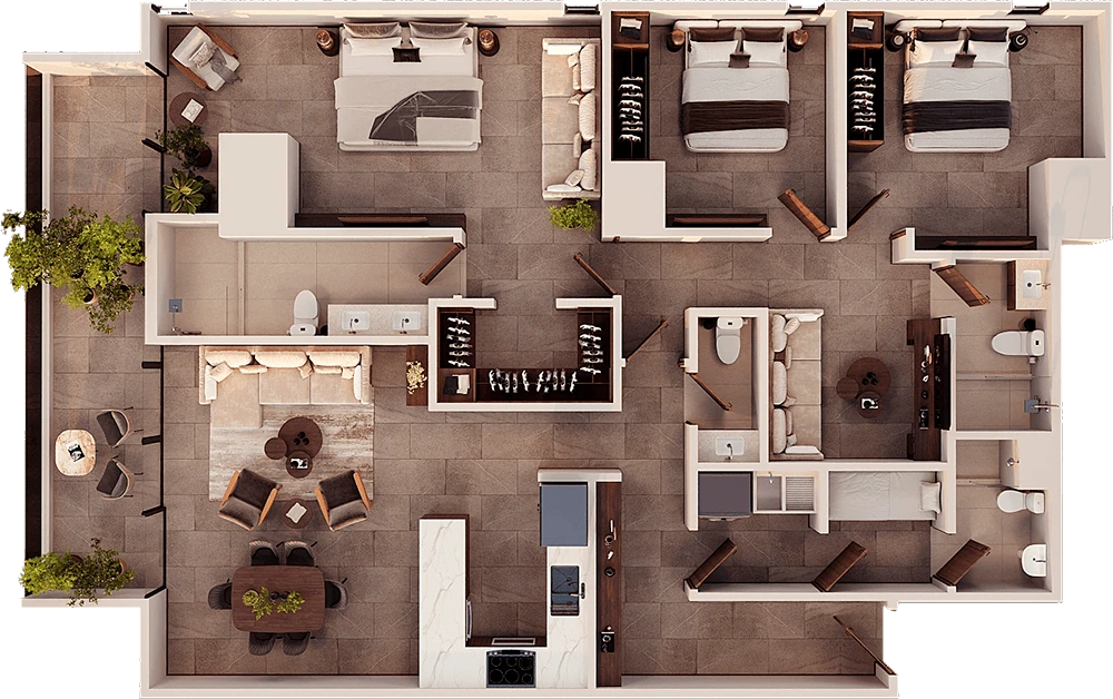 Plano del apartamento Flare tipo B de nivel 5